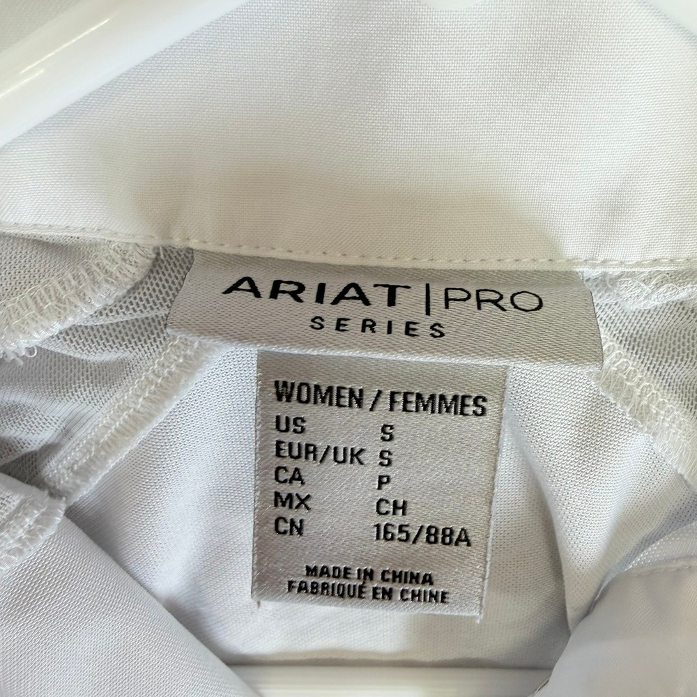 Ariat Sunstopper Pro 2.0 Show Shirt Women Small White LS 1/4 Zip Mesh Panels - Picture 3 of 9